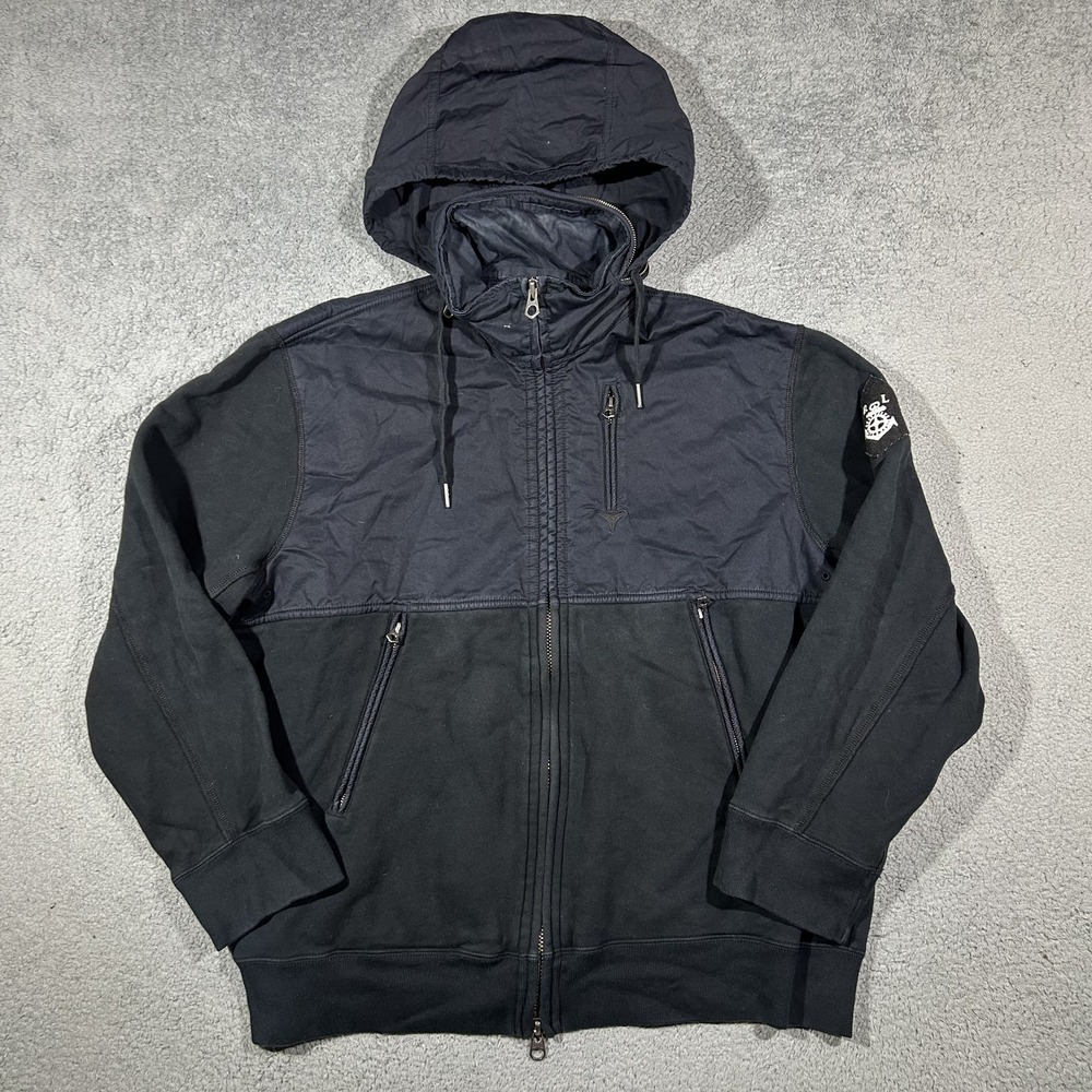Mens POLO Ralph Lauren Black Hooded Sail Nautical Full Zip Jacket 2XL #2961